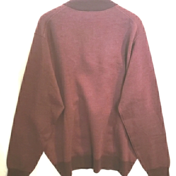 PETER MILLAR Burgundy Heathered Merino Wool 1/4 Zip Mock Neck Pullover Sweater - Picture 6 of 8